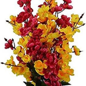 Artificial Flowers with Pot Home Decorative Flower Pot (Yellow Red)