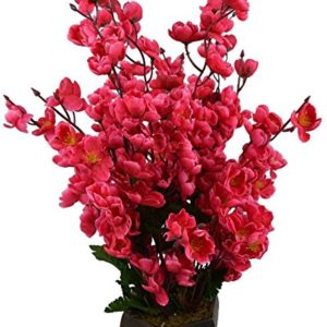 Artificial Flowers with Pot Home Decorative Flower Pot (Red)