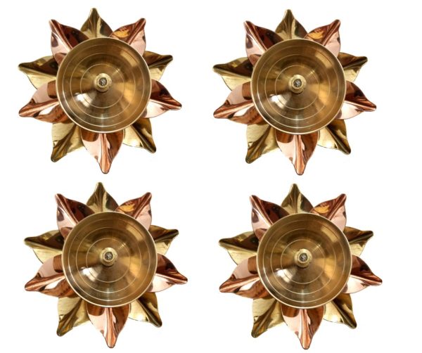 brass copper lotus diya