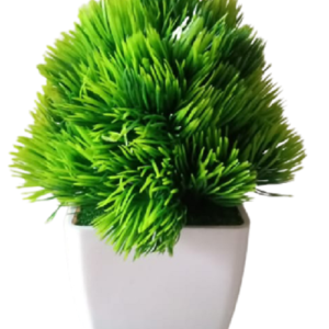 KAYKON 2 Mini Artificial Green Bonsai Plant with Pot for Home Decor – 6 Inch/15 cm
