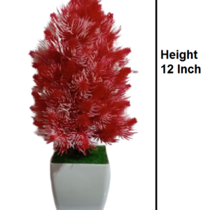 KAYKON Artificial Bonsai Red Plant with Pot for Home Decor – 12 Inch/30 cm