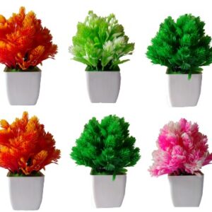 Kaykon 10 Cute Mini Artificial Bonsai Multicolor Plant with Pot for Home Decor – 6 Inch-8 Inch (Wholesale Price)