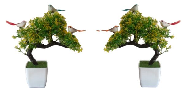 Artificial Bonsai Plant With Birds and Pot