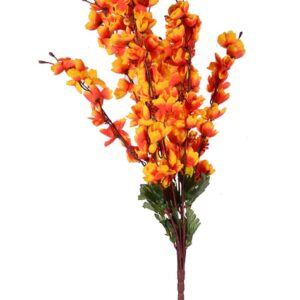 Kaykon Artificial Peach Blossom Orchid Flower Bunch For Vase – 20 Inch (Golden)