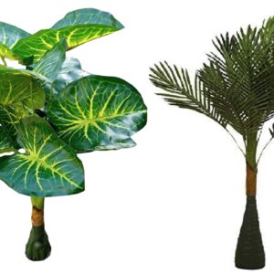 Kaykon Pack of 2 Artificial Money Plant Tree & Palm Areca Tree – 3 Feet