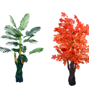 Kaykon Pack of 2 Big Artificial Palm Areca Tree And Red Maple Tree – 4.5 Feet