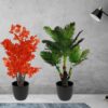 artificial areca palm tree red maple tree home decor