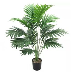 KOONIV Artificial 18 Patta Palm Bunch Plant | Home, Office, Living Room Decor Indoor/Outdoor Plant Bunch Without Pot (Green, Height- 30 Inch