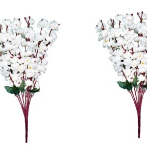 KAYKON Beautiful Artificial Flower White Bunch for Vase Cherry Peach Blossom for Home Decor Office Decor Hotel Decor – 20inch/50cm (PACK OF 2)