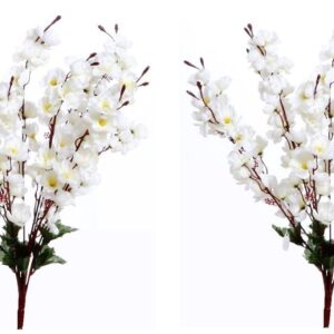 KAYKON Beautiful Artificial Flower White Bunch for Vase Cherry Peach Blossom for Home Decor Office Decor Hotel Decor – 20inch/50cm (PACK OF 2)