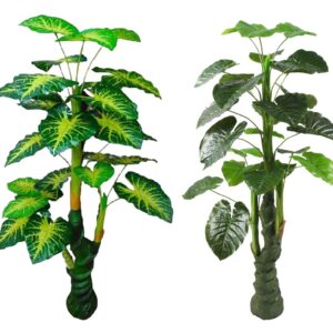 Kaykon Set of 2 Artificial Plant Big Areca Palm Green Tree and Money Plant Tree for Home Decor – 4.65 Feet