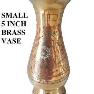 KAYKON Small Brass Flower Vase | Table Top Decorative Vase for Home Decor Showpiece for Gift (5 Inch)