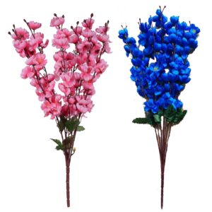 KAYKON Beautiful Artificial Flower Bunch for Vase Cherry Peach Blossom for Home Decor Office Decor Hotel Decor – 20inch/50cm (PACK OF 2)