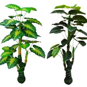 Kaykon Set of 2 Artificial Plant Big Areca Palm Green Tree and Money Plant Tree for Home Decor – 4.65 Feet