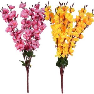KAYKON Artificial Flower Bunch for Vase Cherry Peach Blossom for Home Decor Office Decor Hotel Decor – 20inch/50cm (PACK OF 2)