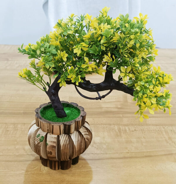 KAYKON Artificial Green Bonsai Plant with Wooden Pot – 10 Inch/25 cm - Image 4