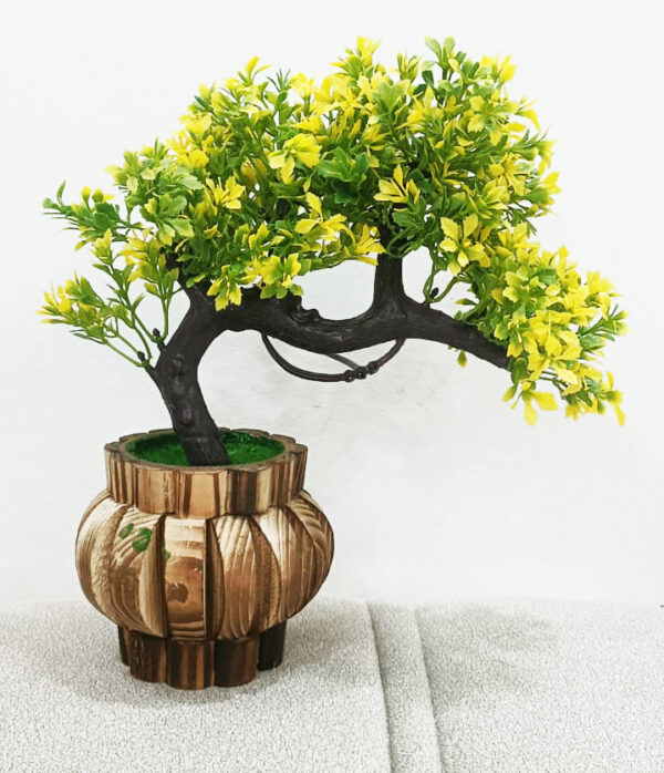 KAYKON Artificial Green Bonsai Plant with Wooden Pot – 10 Inch/25 cm - Image 5