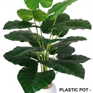 HYPERBOLES Artificial Plant Indoor Money Plant Bunch Real Touch 18 Green Monstera Leaves Without Pot For Home Office Decor