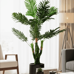 KAYKON Big Artificial Palm Tree Artificial Plant with Pot (150 cm, Green)