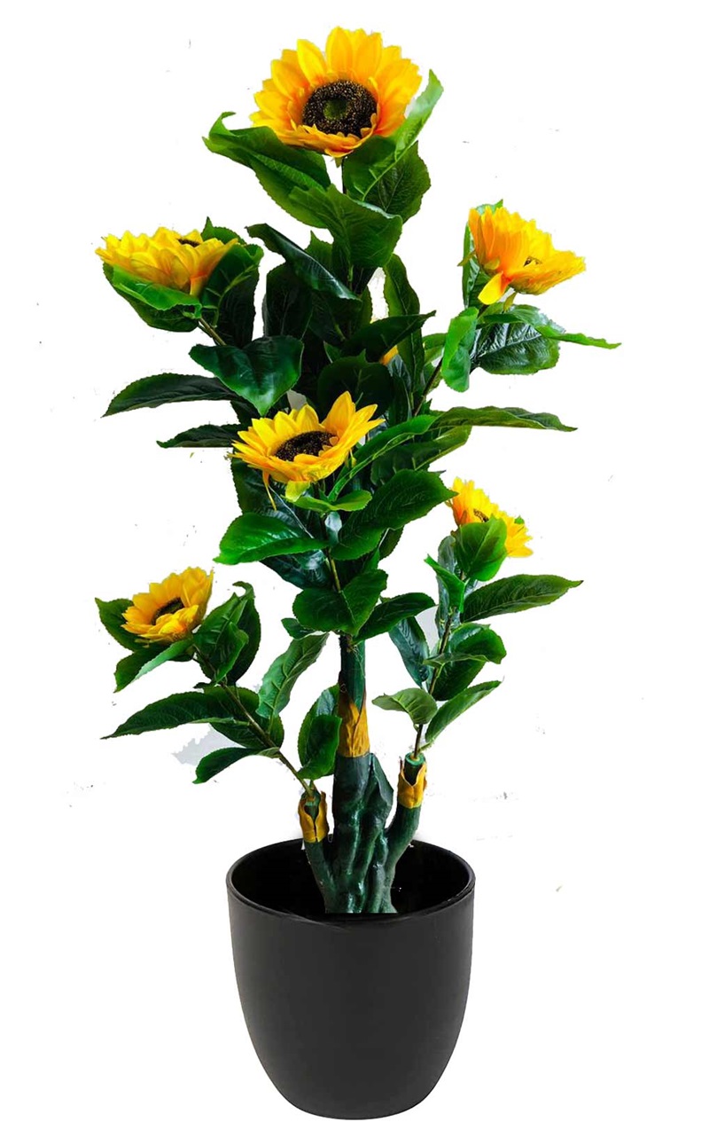 Kaykon Big Artificial Sunflower Plant Tree UV Protected Leaves for Home Office Hotel Decor Without Pot - 4.5 Feet/54 Inch - Image 6