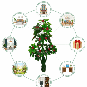 Kaykon Big Artificial Cherry Plant Tree Without Vase for Home Decor – 4.65 Feet