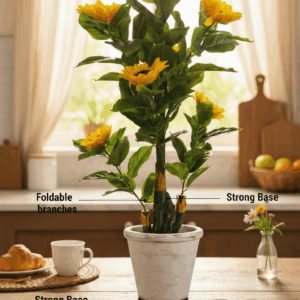 Kaykon Big Artificial Sunflower Plant Tree UV Protected Leaves for Home Office Hotel Decor Without Pot – 4.5 Feet/54 Inch