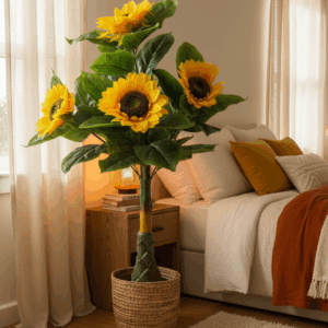 KAYKON Big Artificial Plant Sunflower Tree With UV Protected Leaves – 100 cm