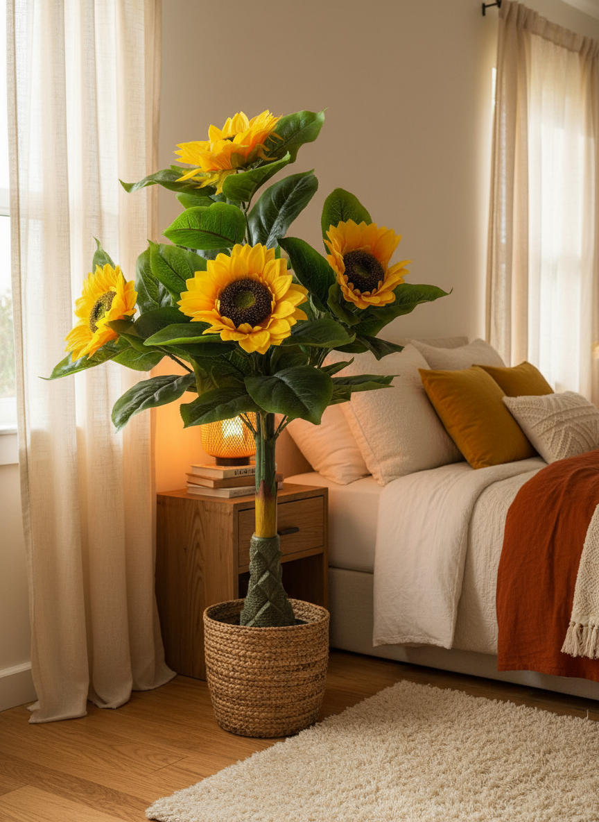 KAYKON Big Artificial Plant Sunflower Tree With UV Protected Leaves - 100 cm - Image 2