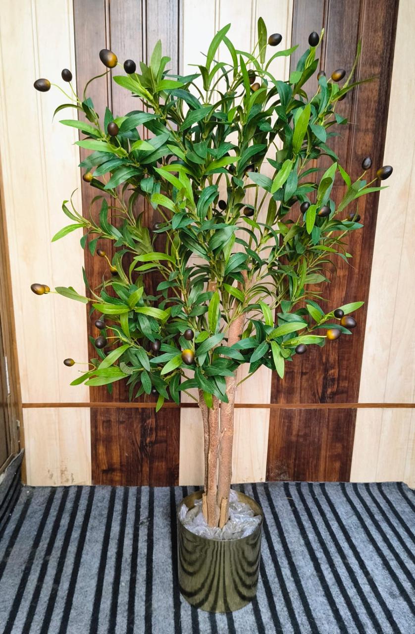 KAYKON Imported Artificial Olive Plant With Real Wooden Trunk Without Vase - 4 Feet Premium Collection - Image 2