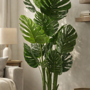 KAYKON 5.6 Feet Artificial Monstera Plant 3 Trunks 15 Leaves Real Looking Big Artificial Plant Without Vase for Home Decor Hotel Decor Luxury Collection -170cm