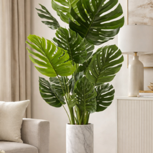 KAYKON 5.6 Feet Artificial Monstera Plant 3 Trunks 15 Leaves Real Looking Big Artificial Plant Without Vase for Home Decor Hotel Decor Luxury Collection -170cm