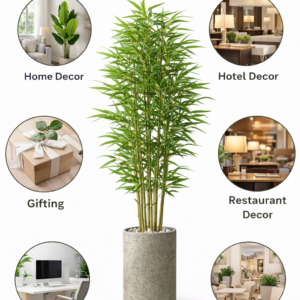 KAYKON 5ft Artificial Bamboo Plant with 6 Natural Wood Stems, Large Artificial Tree Artificial Plants Without Vase for Home Decor Office Decor Hotel Decor