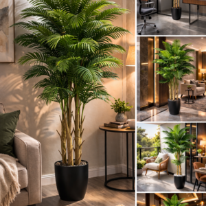 KAYKON 7 Feet Artificial Areca Palm Plant with 5 Trunks –Tall Palm Tree for Home, Office, Hotel & Restaurant Decor – Large Indoor Decorative Plant – Premium Collection