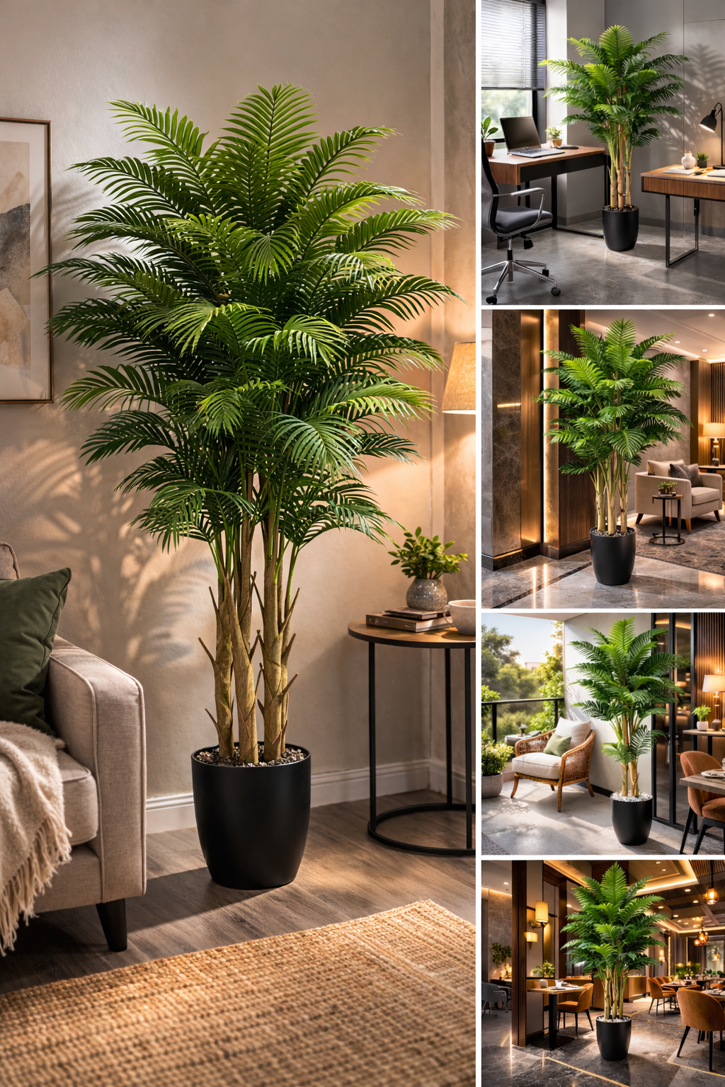 KAYKON 7 Feet Artificial Areca Palm Plant with 5 Trunks –Tall Palm Tree for Home, Office, Hotel & Restaurant Decor – Large Indoor Decorative Plant - Premium Collection - Image 2