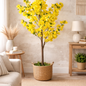 KAYKON Artificial Bougainvillea Flower Tree – 5 Ft Premium Pink Decorative Plant with Realistic Leaves & Natural Trunk Without Vase